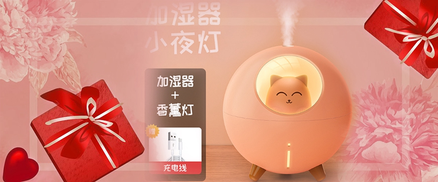 三八節禮品小夜燈加濕器