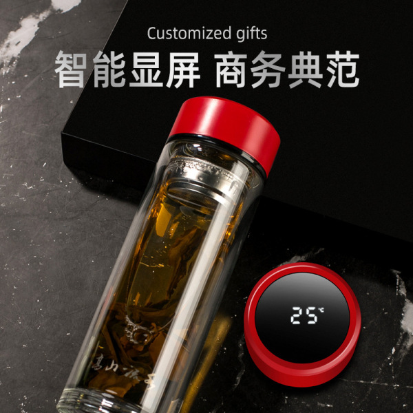 實(shí)用商務(wù)三件套 顯溫玻璃杯+長扣筆記本+圓珠筆 會議紀(jì)念禮品