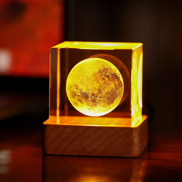 創意3D內雕水晶擺件 月球地球星球發光小夜光 員工生日送什么
