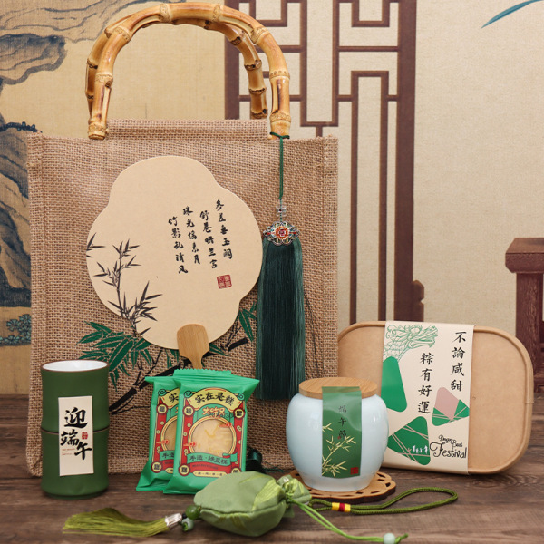 【節節高升】2023端午竹節棉麻手提禮盒 實用特色端午組合 端陽節復古伴手禮